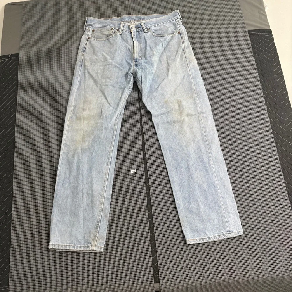Levis 505 Mens Regular Fit Straight Leg Light Wash Denim Jeans Blue 34x29